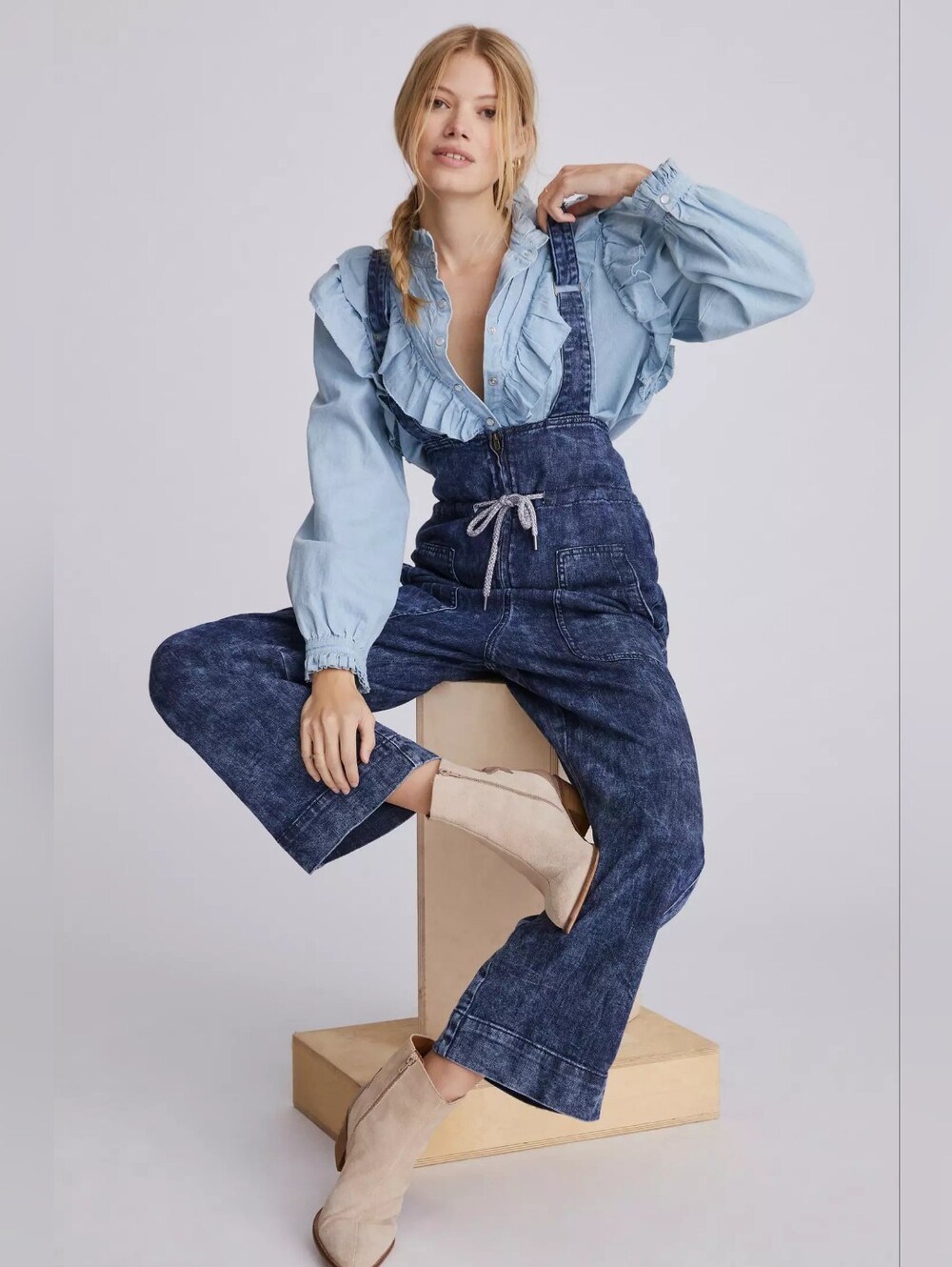Anthropologie Pilcro Slouchy Denim Pinafore Jumpsuit - Size Small